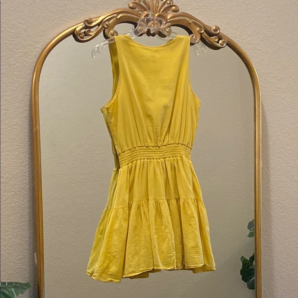 Universal Thread Yellow Pleated Tie Front Cotton Dress Size L - Picture 8 of 12